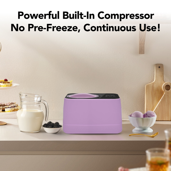 Whynter 0.8 Quart Compact Automatic Ice Cream Maker with Stainless Steel Bowl, Lilac Haze ICM-080-LH-gallery-45332517912824