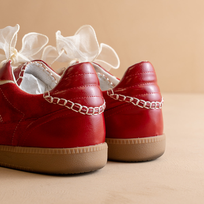 The Dalia | Cherry Red Lace Up Sneaker-gallery-40524887851185