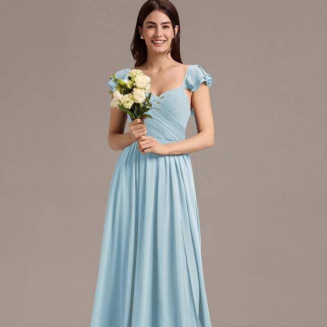 ever CLARKE|Chiffon A-Line Ruffles Cap Sleeve Bridesmaid Dress with Side Slit-gallery-33347801940042