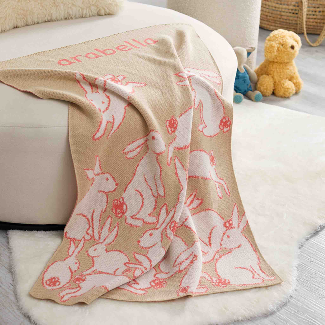 Baby Rabbits Personalized Blanket-gallery-47084072534307