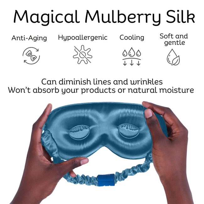 Sia Silk® Sleep Mask with extra deep eye cups for long lashes  - Stormy Blue-gallery-41923364094209