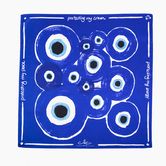 Evil Eye Scarf 100% Mulberry Silk (Lapis Luxe)