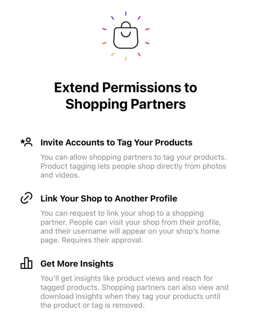 Extend permissions to shopping partners