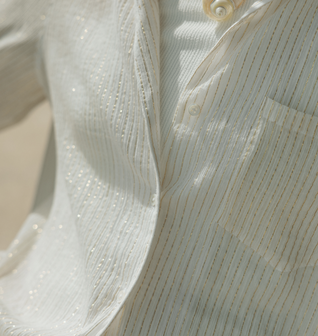 Plissé Beach Shirt in Cloud