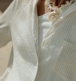 Plissé Beach Shirt in Cloud