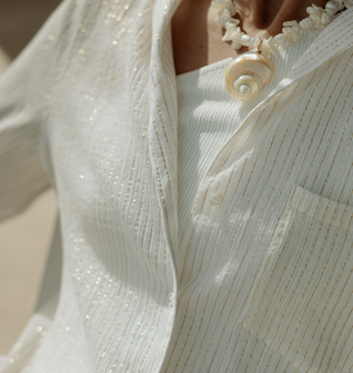 Plissé Beach Shirt in Cloud