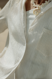 Plissé Beach Shirt in Cloud
