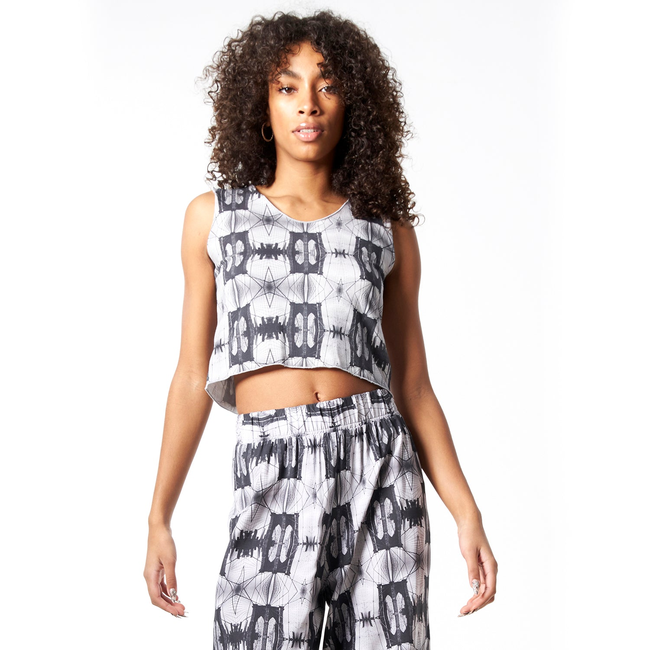 Babs Sleeveless Stretchy Crop Top - Brooklyn Bridge Print-gallery-45252351983912