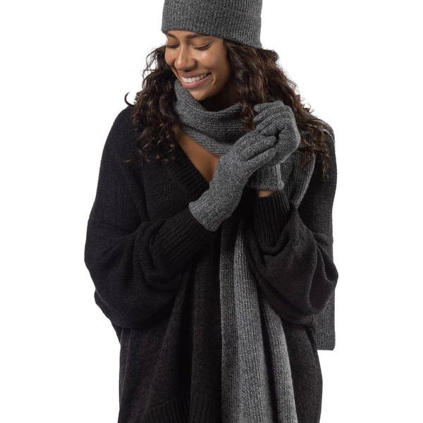 Women's 3pc 100% Cashmere Pom Beanie, Glove & Scarf Set-gallery-0