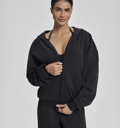 Relaxed Oversized Full Zipper Kangaroo Pockets Soft Hoodie