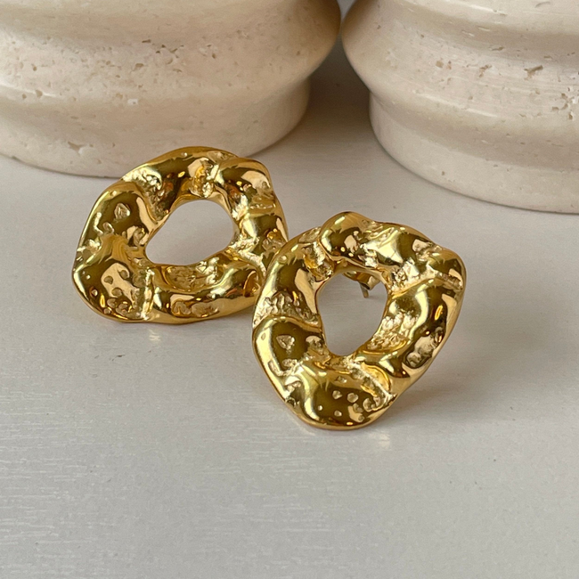 Hammered Gold Earrings-gallery-31653965824075