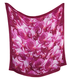 Silk 26 Inch Square Scarf - Orchids - Pink to Deep Magenta