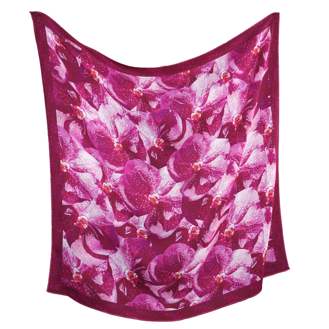 Silk 26 Inch Square Scarf - Orchids - Pink to Deep Magenta-gallery-53111189471528