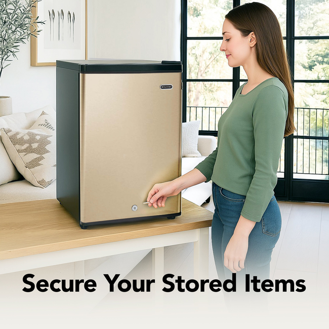 Whynter 2.1 cu ft Upright Freezer with Lock in Rose Gold,  Energy Star Rated CUF‑210SSG-gallery-47034127614200