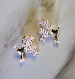 Pearl Poodle Stud Earrings