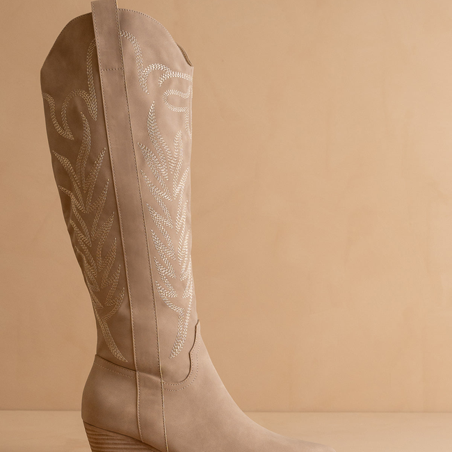The Samara | Cedar Wood Tan Embroidered Tall Cowboy Boot-gallery-41244985524401