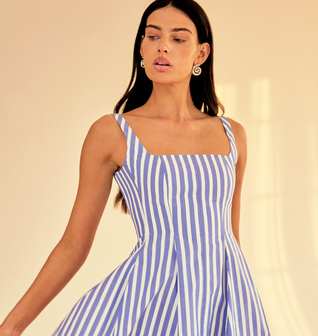 Courtney Wide Stripe Poplin Dress