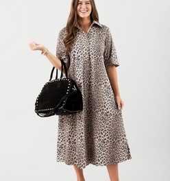 Weekender Caftan Dress - Khaki Leopard