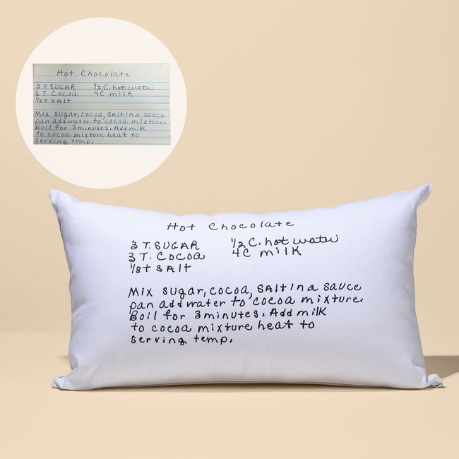 White Canvas Custom Family Recipe Lumbar Pillow-gallery-43702166618335
