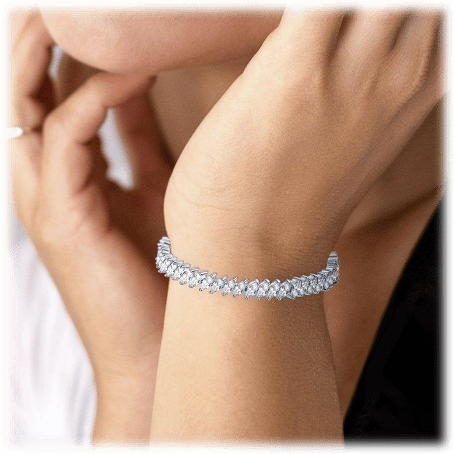 Marquise Cubic Zirconia Tennis Bracelet with AAA+ Cubic Zirconia-gallery-30351695151162