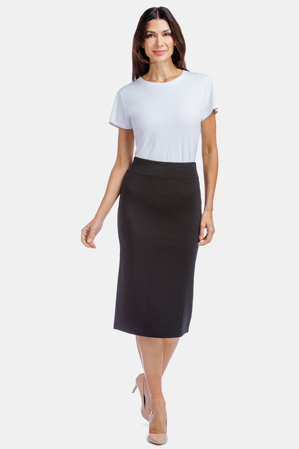 Women's Ponte Knit Midi Length Pencil Skirt - Public Relations Media ...