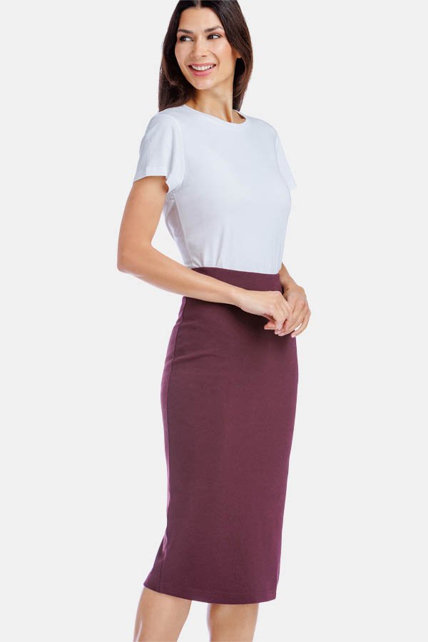 Women's Ponte Knit Midi Length Pencil Skirt - Public Relations Media ...