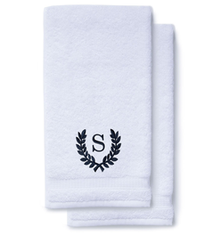 Navy Blue Initial Premium Hand Towel Roman 16 X 30 Inch, Set of 2
