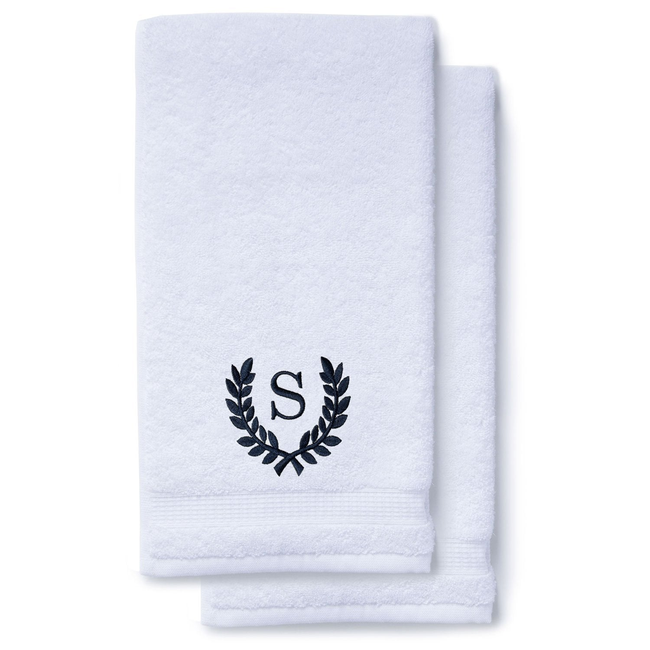 Navy Blue Initial Premium Hand Towel Roman 16 X 30 Inch, Set of 2-gallery-46194570035459