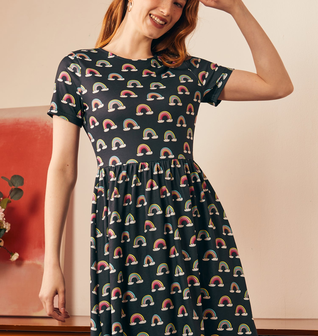 Nostalgic Narrative Knit Dress