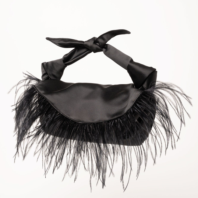 Feathered Nodo Mini Clutch in Noir-gallery-39565623492846