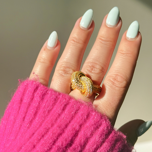 Gold Vermeil Pave Knot Ring-gallery-34161246928971