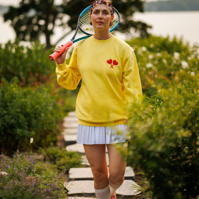 Love All Tennis Women's Yellow Fay Crew Neck Sweatshirt-gallery-68007055589457