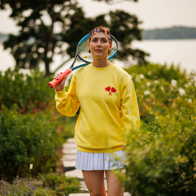 Love All Tennis Women's Yellow Fay Crew Neck Sweatshirt-gallery-68007055589457