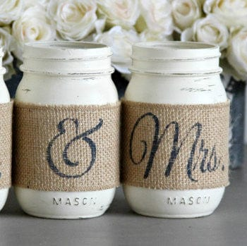 Wedding Table Decor Painted Mason Jars Mr and Mrs-gallery-9849540551