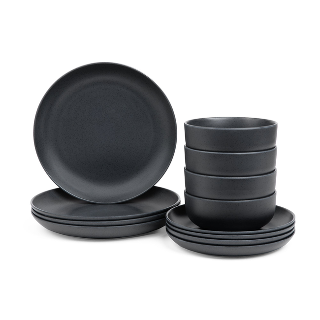 Melamine Modern Essentials Tableware (12-Piece Set, 4 Place Settings)-gallery-53875351945588