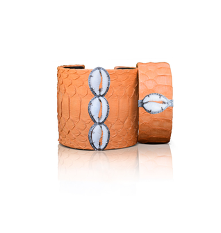 Orange Cowrie Python Cuff