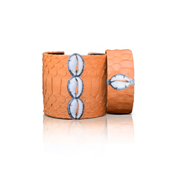 Orange Cowrie Python Cuff