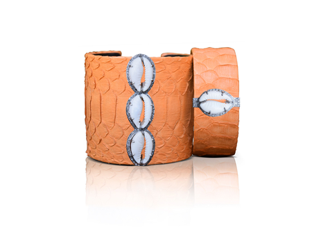 Orange Cowrie Python Cuff