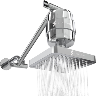 SparkPod 6" High Pressure Filtered Rain Shower Head with Extension Arm