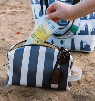 Navy Stripes Beach Sunscreen Bag / Beach Pouch