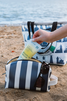 Navy Stripes Beach Sunscreen Bag / Beach Pouch