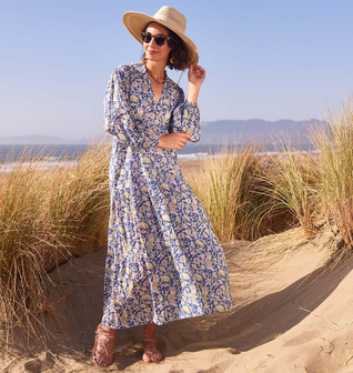 Ophelia Blue Drop Waist Maxi Dress