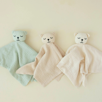 100% Muslin Cotton Comfort Blanket (Lovey) – Oat, Cream & Mint