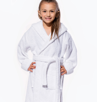 100% Turkish Cotton White Hooded Terry Kid's Bathrobe