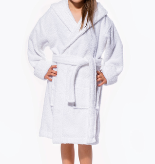 100% Turkish Cotton White Hooded Terry Kid's Bathrobe