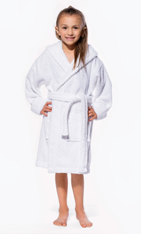 100% Turkish Cotton White Hooded Terry Kid's Bathrobe