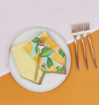 Lemon Blossoms blu Dinner Napkin Set of 6