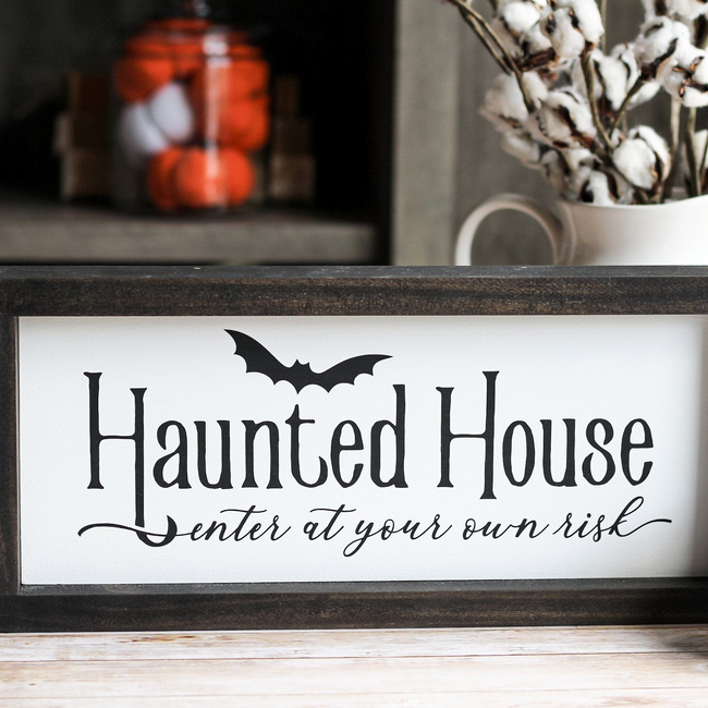 Haunted House Wall Sign | Halloween Decor-gallery-11371938611235