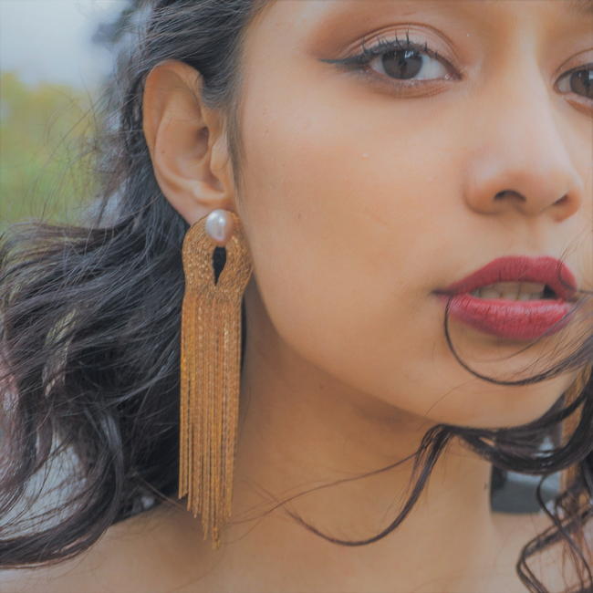 Gold Chain Tassel with Pearl-gallery-43839179063448