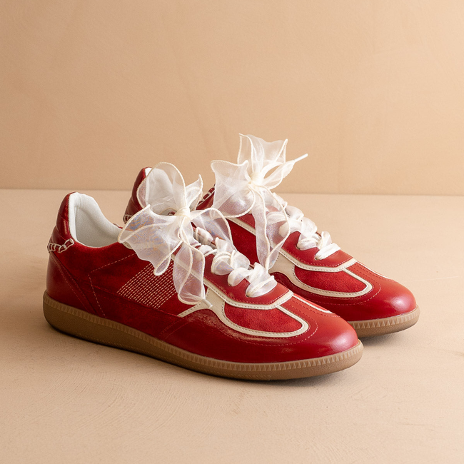 The Dalia | Cherry Red Lace Up Sneaker-gallery-40524887982257